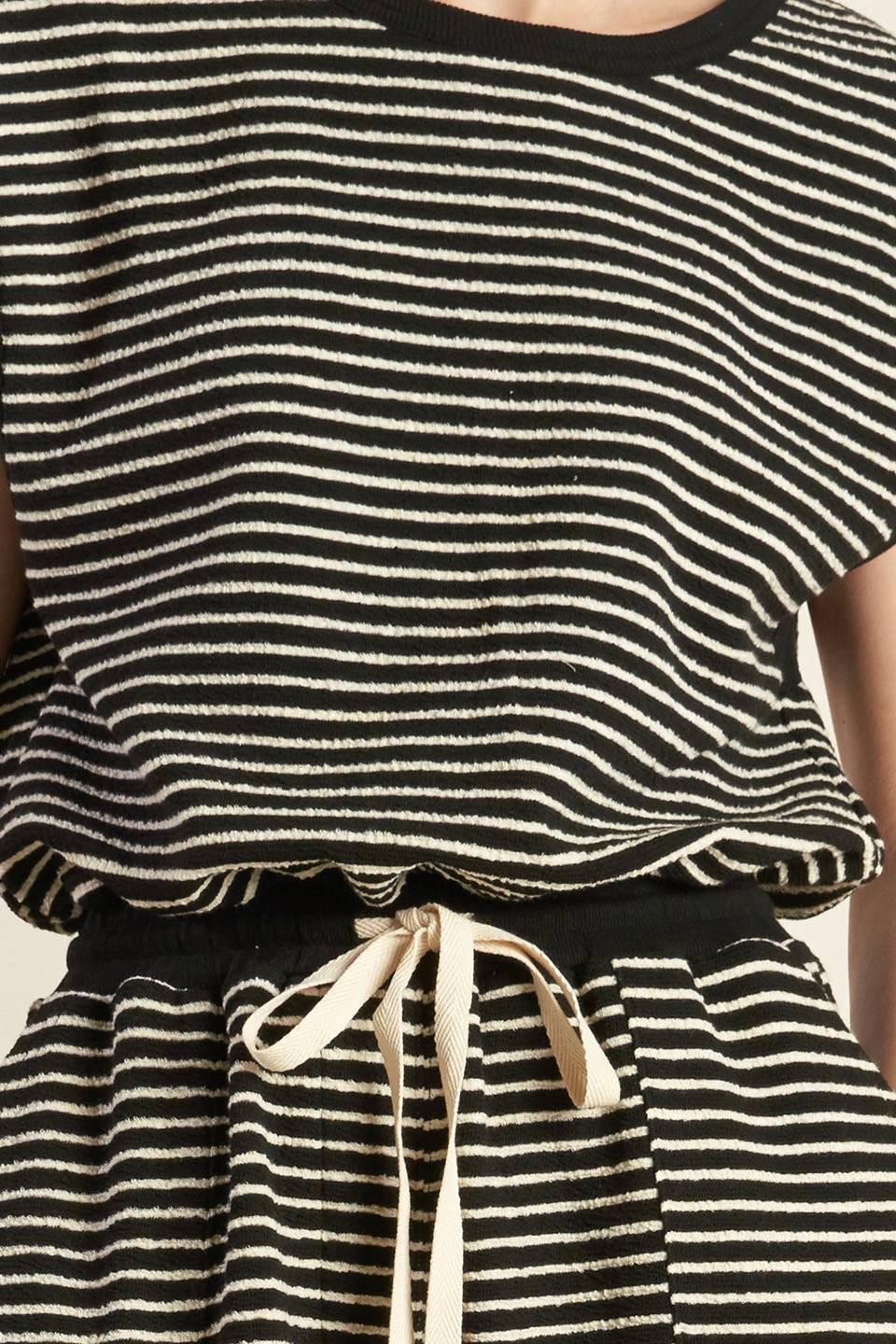 Sunset Cove Strip Romper in CREAM /BLACK view 3 - Sunset Color Romper (one-piece)