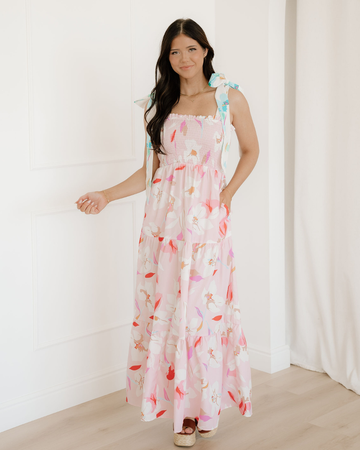 Sunshine Knotted Shoulder Smocked Maxi Dress in M view 2 - Sunshine Knotted Gown