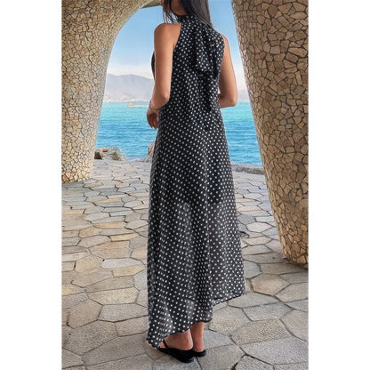 Supreme Fashion Halter Polka Dot Back Knot Tulle Dress in Black - Polo Halter Dress