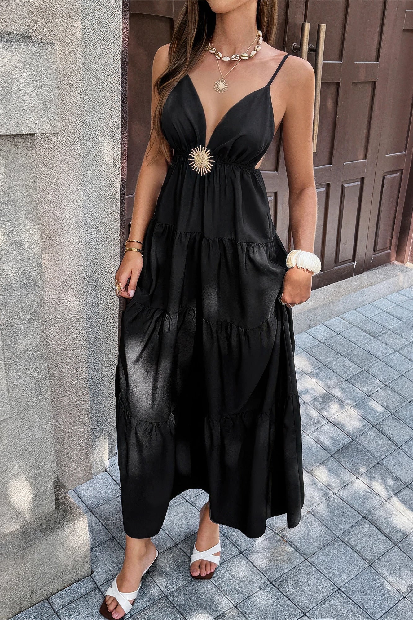 Supreme Fashion High Waist Sleeveless Open Back Full Dress in White view 4 - High-Waisted - High Waisted Dress Pants