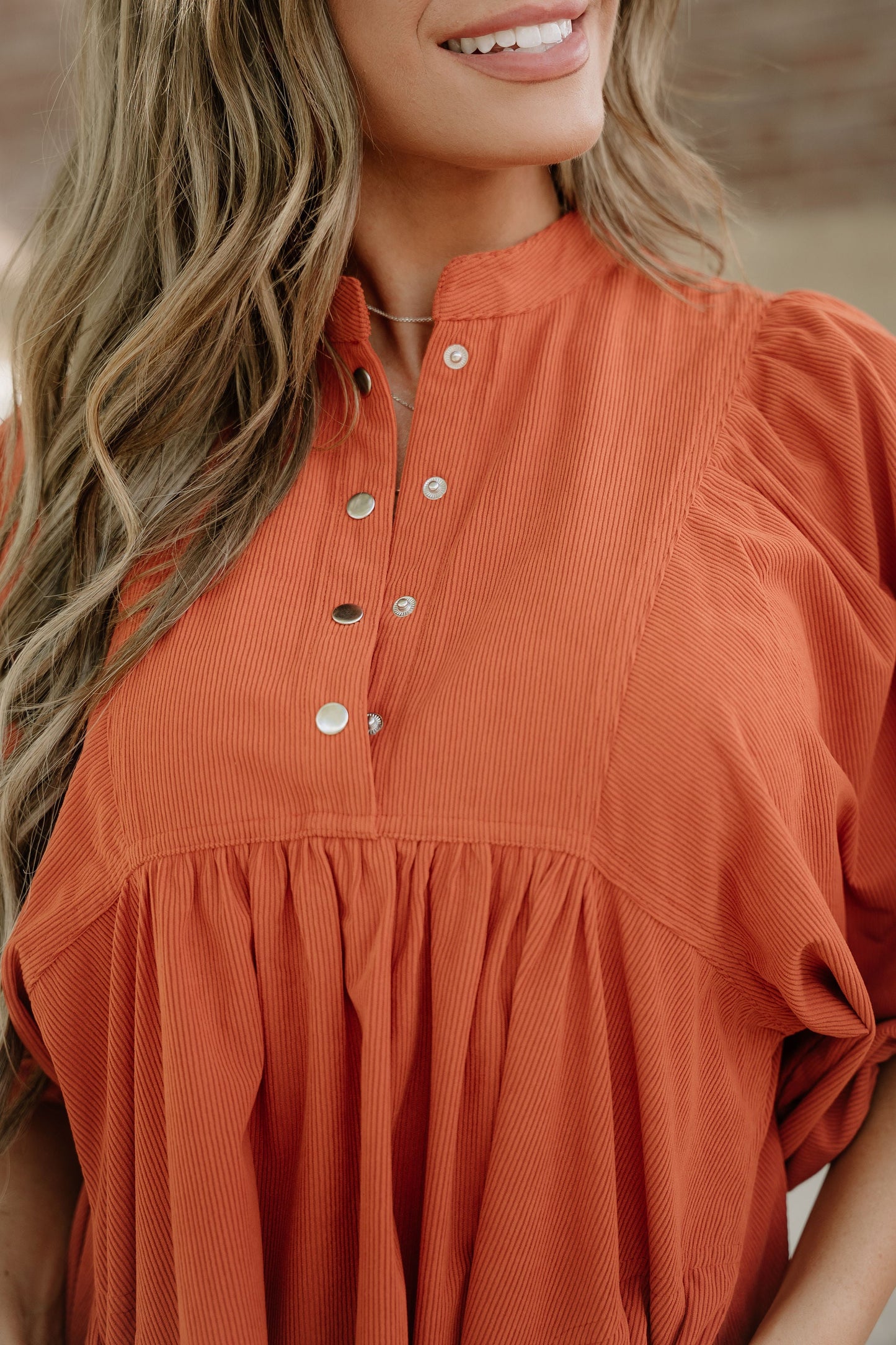 Sutton Corduroy Dress - Rust in Gold Flame view 4 - Rust Dress