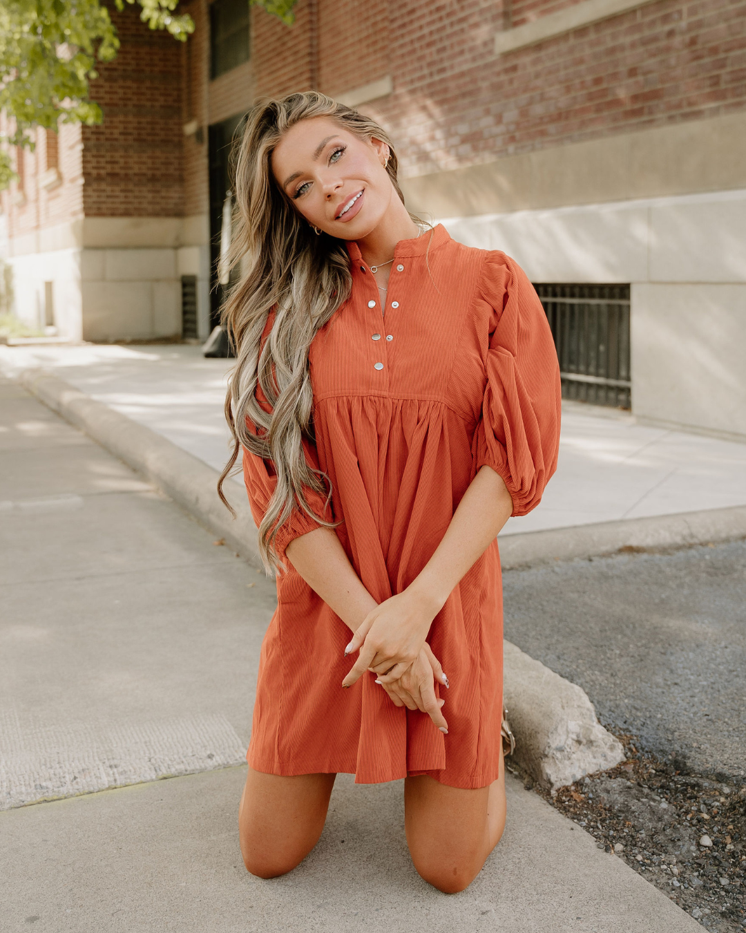 Sutton Corduroy Dress - Rust view 6 - Rust Dress