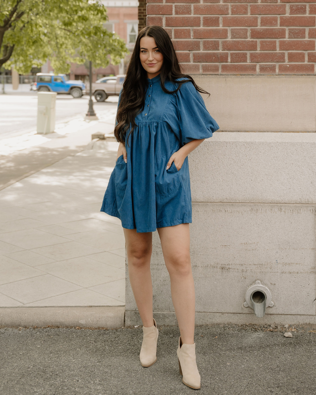 Sutton Corduroy Dress - Teal in Light Blue view 4 - Teal Dress