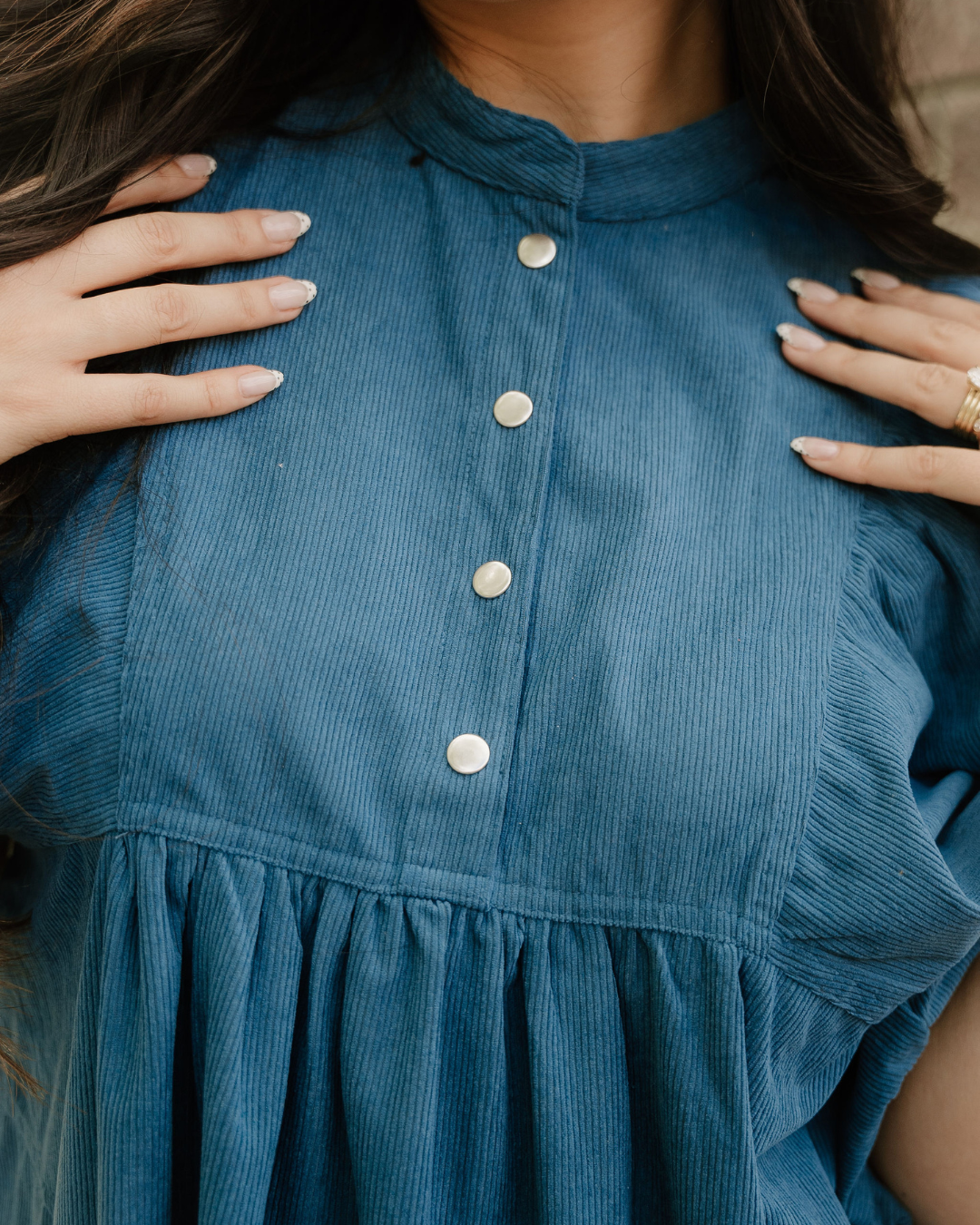 Sutton Corduroy Dress - Teal view 6 - Teal Dress