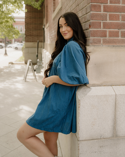 Sutton Corduroy Dress - Teal view 7 - Teal Dress