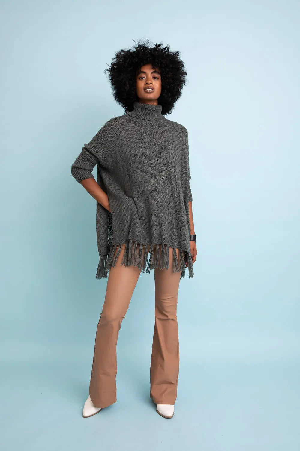 Sweater Weather Roll-neck Poncho - MeeeShop Women's Fashion