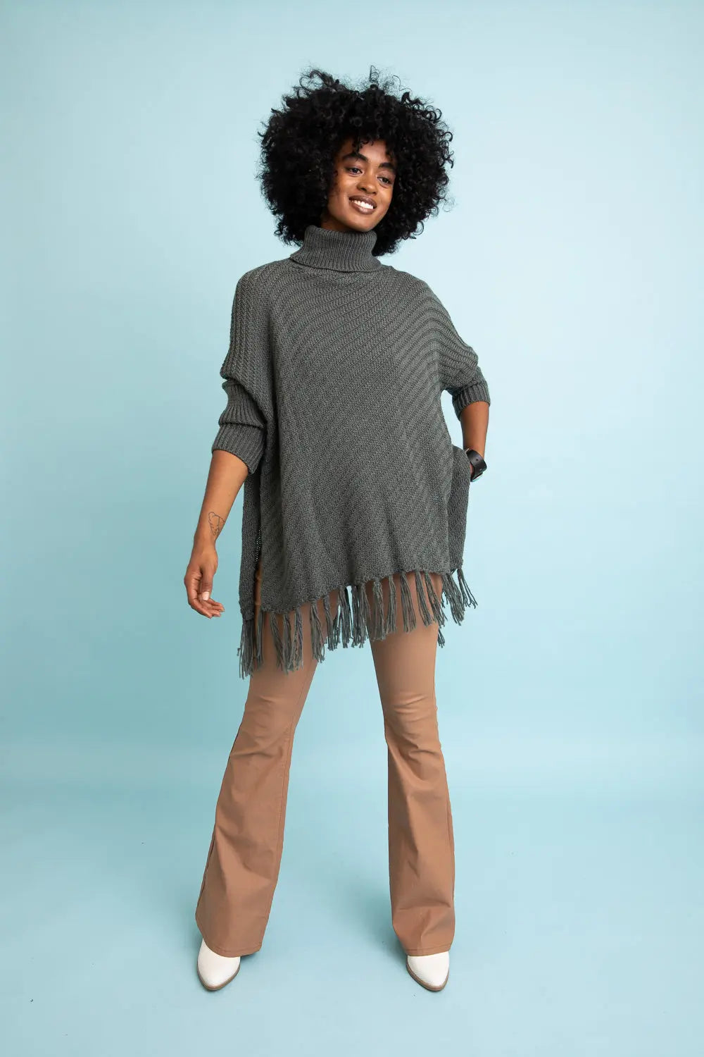 Sweater Weather Roll-neck Poncho - MeeeShop Women's Fashion