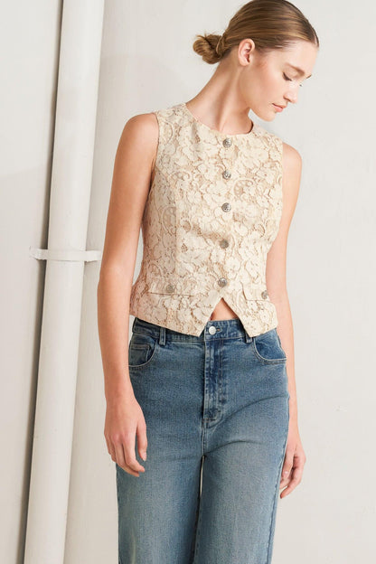 Sweet but Strong Woven Vest in LIGHT BLUE view 2 (top)