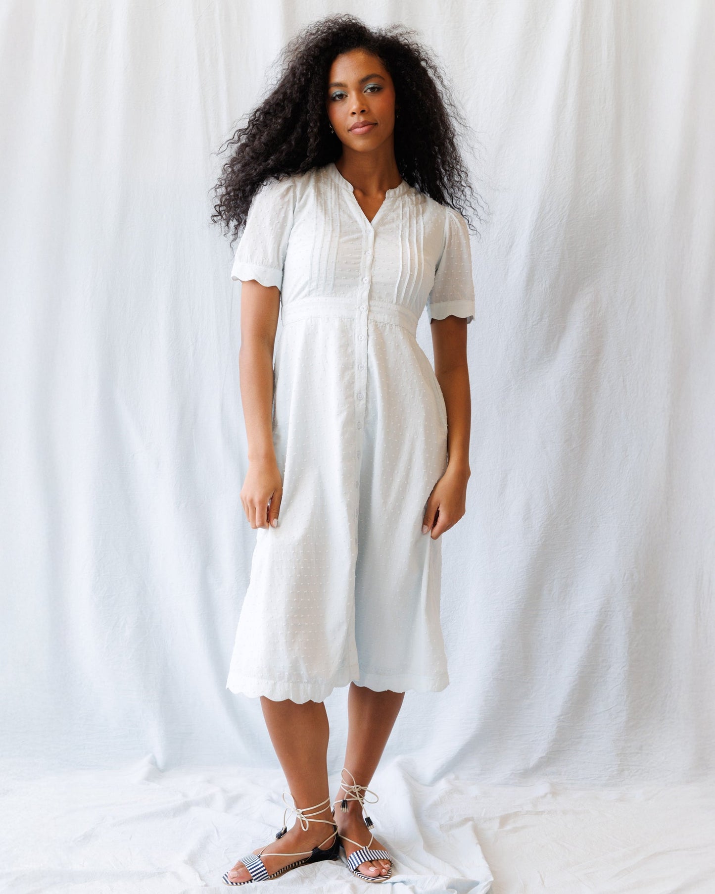 Swiss Dot Scallop Dress in XS - Swiss Dot Dress Women