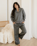 Sylvie Collared V Neck Pullover Sweatshirt Sweatpants Set Medium Grey (top) - set pullover, sweatpants  - shop at us.meeeshop