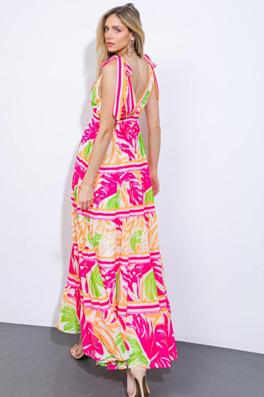 Take the Trails Woven Maxi Dress in FUCHSIA ORANGE view 2