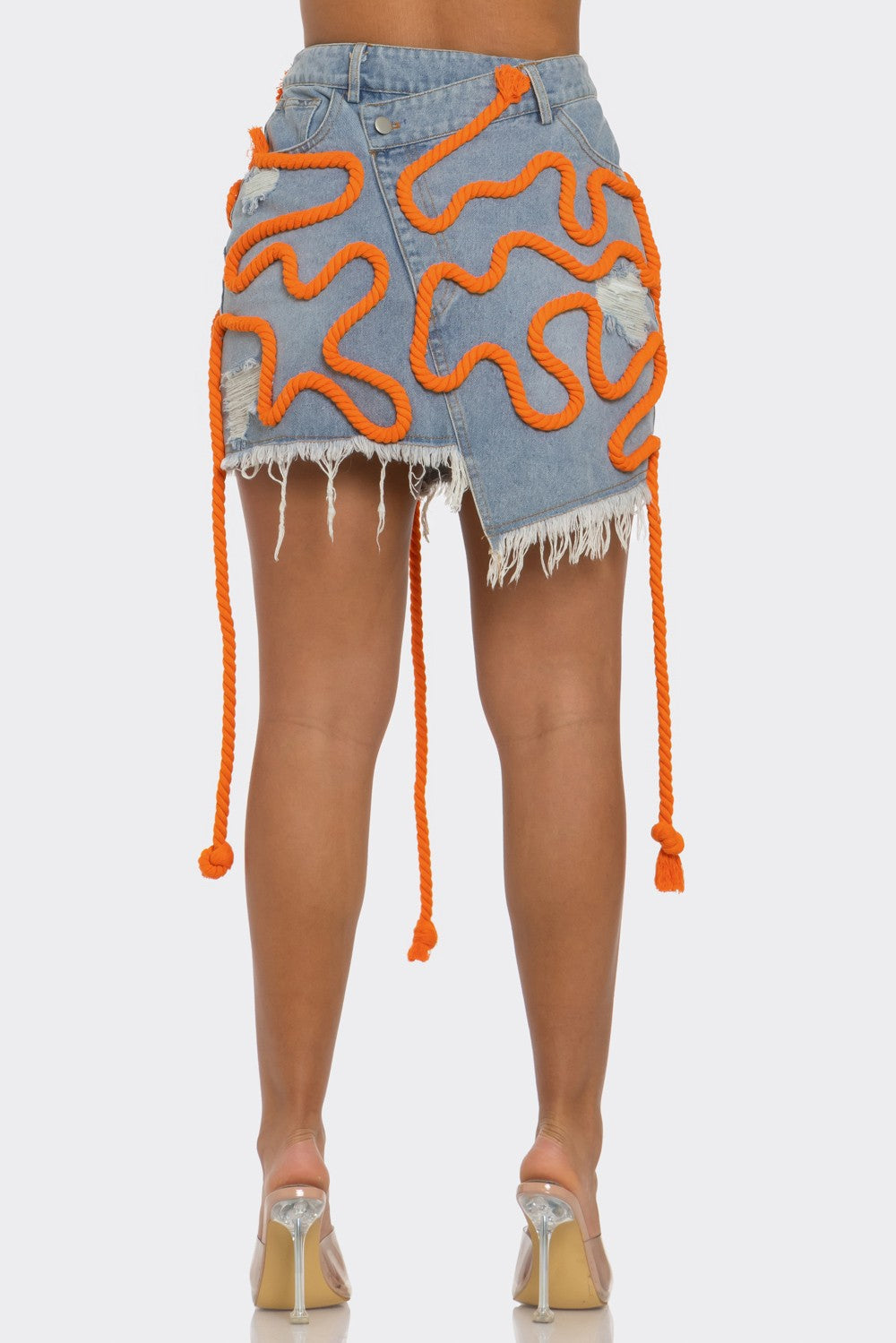 Tangerine Trace Denim Skirt view 4 (bottom)