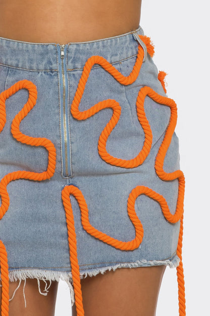 Tangerine Trace Denim Skirt view 6 (bottom)