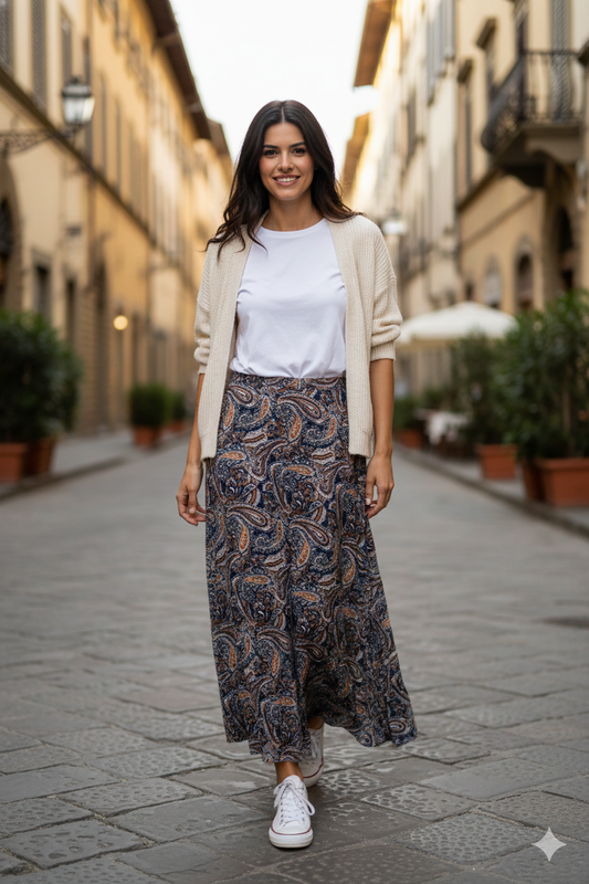 Tapestry Bloom Midi Skirt in XS (dress)