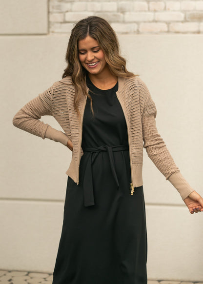 Tate Crochet Open Knit Cardigan Top in M view 3 - Fall Wardrobe Essential