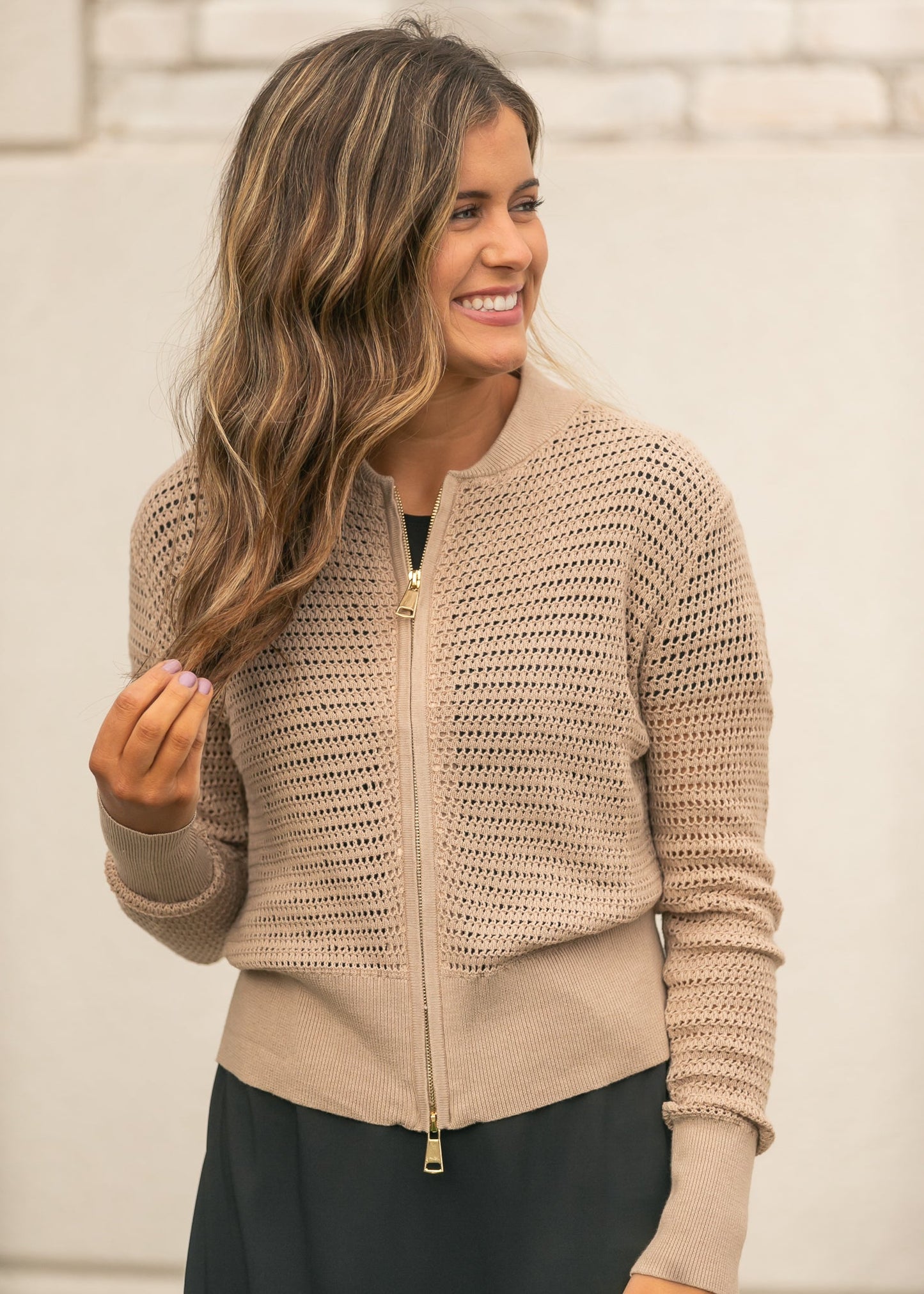Tate Crochet Open Knit Cardigan Top in XL view 5 - Fall Wardrobe Essential
