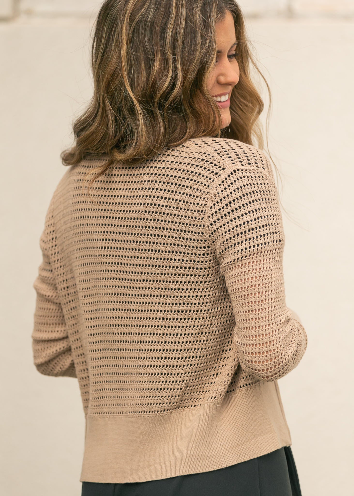 Tate Crochet Open Knit Cardigan Top view 12 - Fall Wardrobe Essential