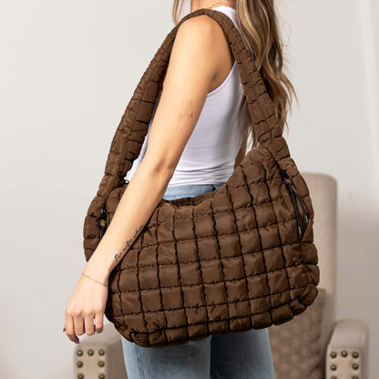Taylor Quilted Puffer Tote in Almond - Bella Taylor Quilted Tote (bag)
