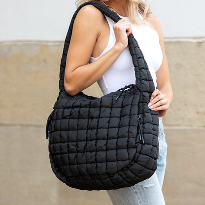 Taylor Quilted Puffer Tote in White view 5 - Bella Taylor Quilted Tote (bag)