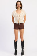 Terri Shorts Brown (bottom) - terri irwin shorts, teri shorts, terry shorts women's - shop at us.meeeshop