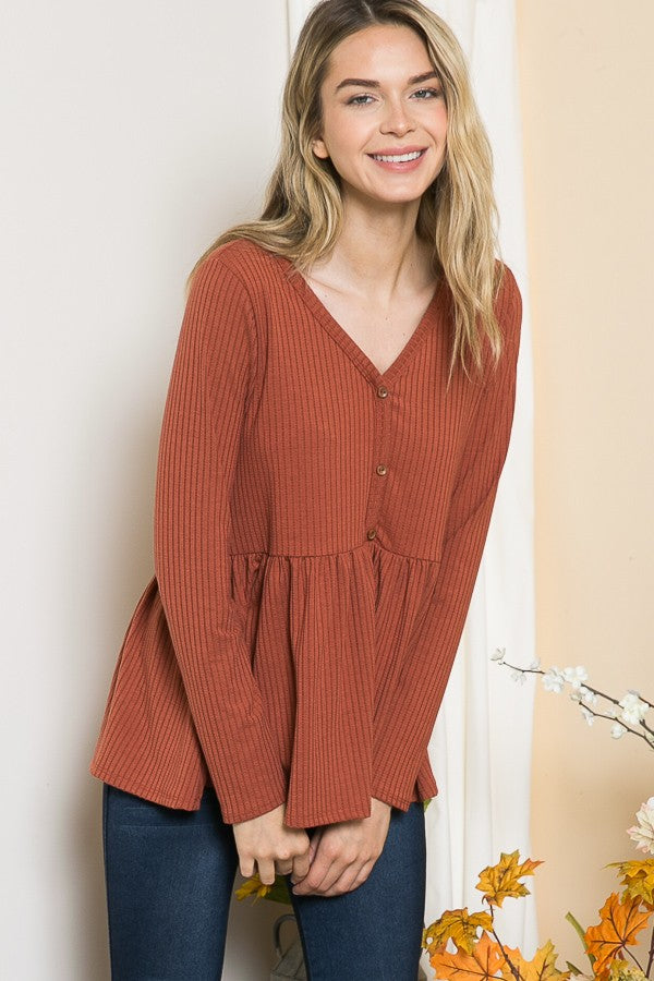 Textured Baby Doll in Powder Blue view 9 - Textured Babydoll Top