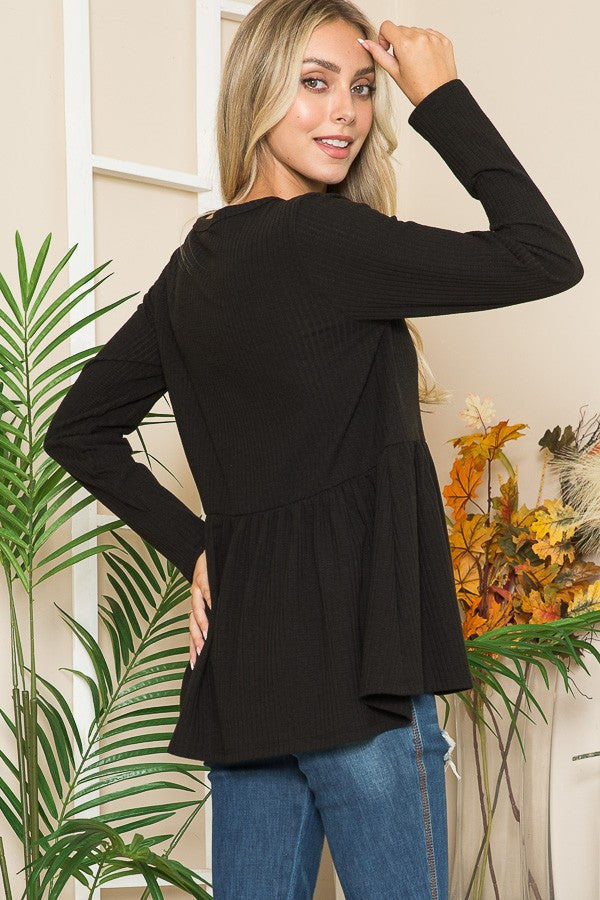 Textured Baby Doll in Rust view 7 - Textured Babydoll Top