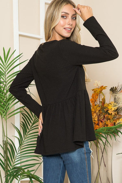 Textured Baby Doll Top - MeeeShop Women's Fashion