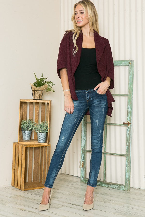 Textured Shawl Collared Sweater Cardigan in Burgundy view 5 - ‎Men'S Textured Shawl Collar Sweater (top)