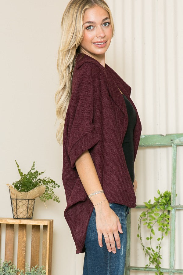 Textured Shawl Collared Sweater Cardigan in Burgundy view 6 - ‎Men'S Textured Shawl Collar Sweater (top)