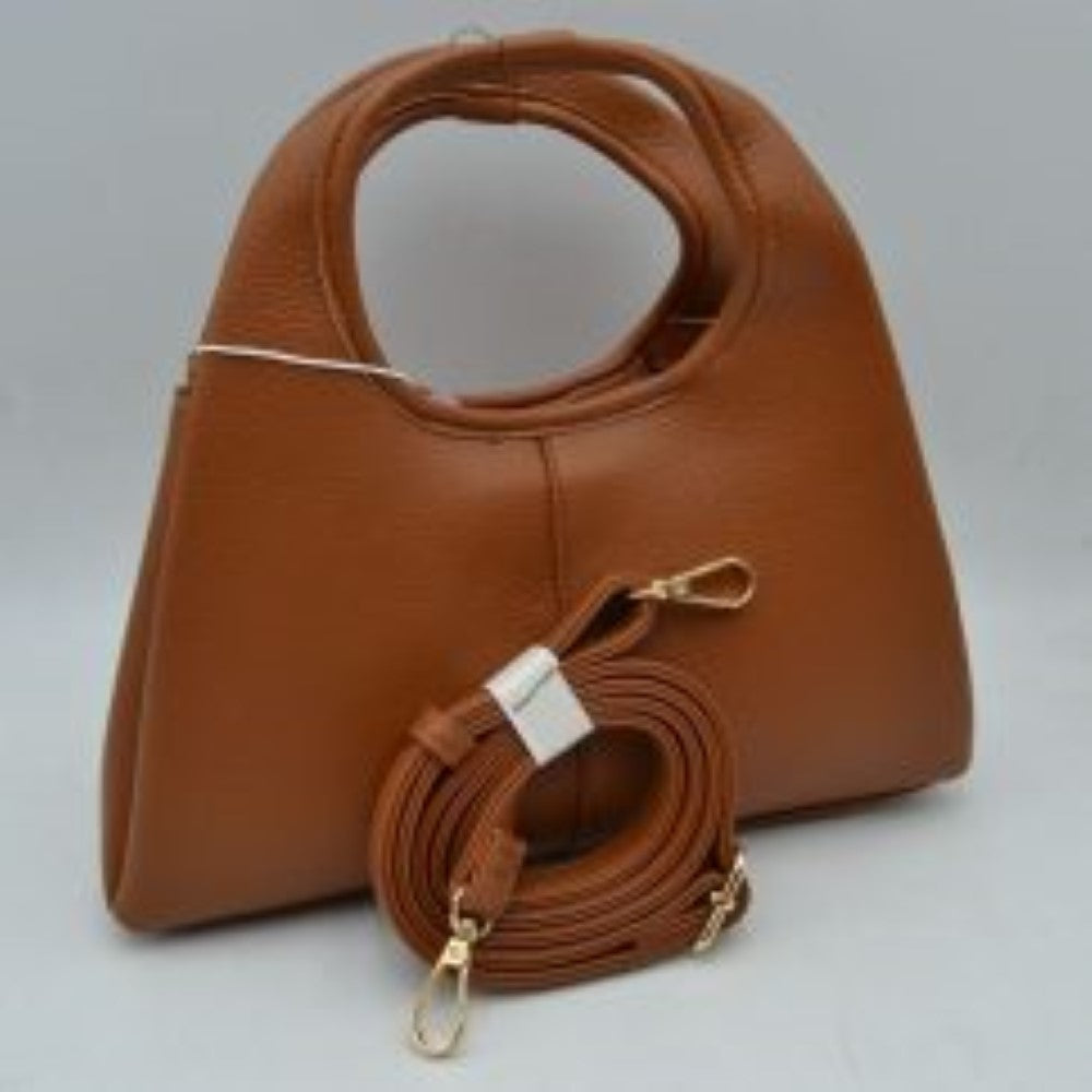 Textured Slouchy Handbag with Detachable Shoulder Strap in Brown view 2 - Textured Slouchy Bag