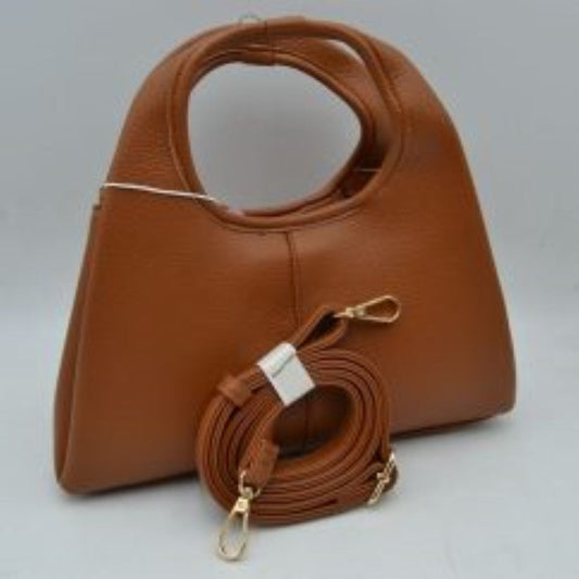 Textured Slouchy Handbag with Detachable Shoulder Strap in Brown view 2 - Textured Slouchy Bag