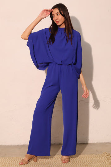 Textured Solid Mock Neck Caftan Jumpsuit in S - Tyc 2609 (one-piece)