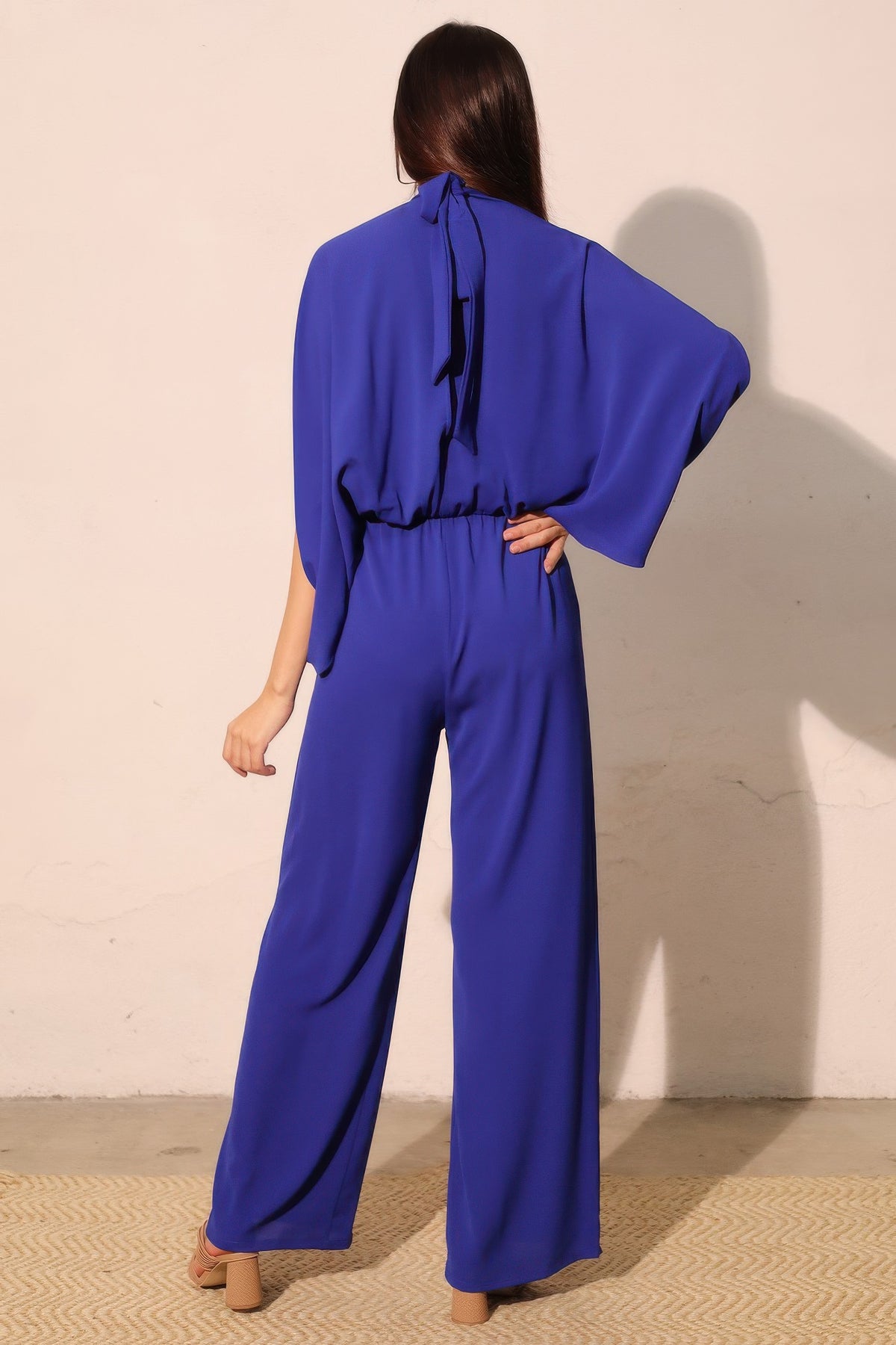 Textured Solid Mock Neck Caftan Jumpsuit view 4 - Tyc 2609 (one-piece)