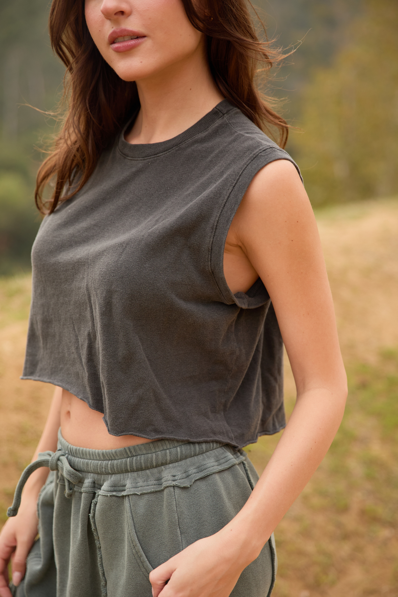 The Ana Tank in Vintage Black view 6 - Ana Tank Tops