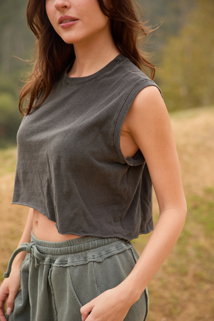 The Ana Tank in Vintage Black view 6 - Ana Tank Tops