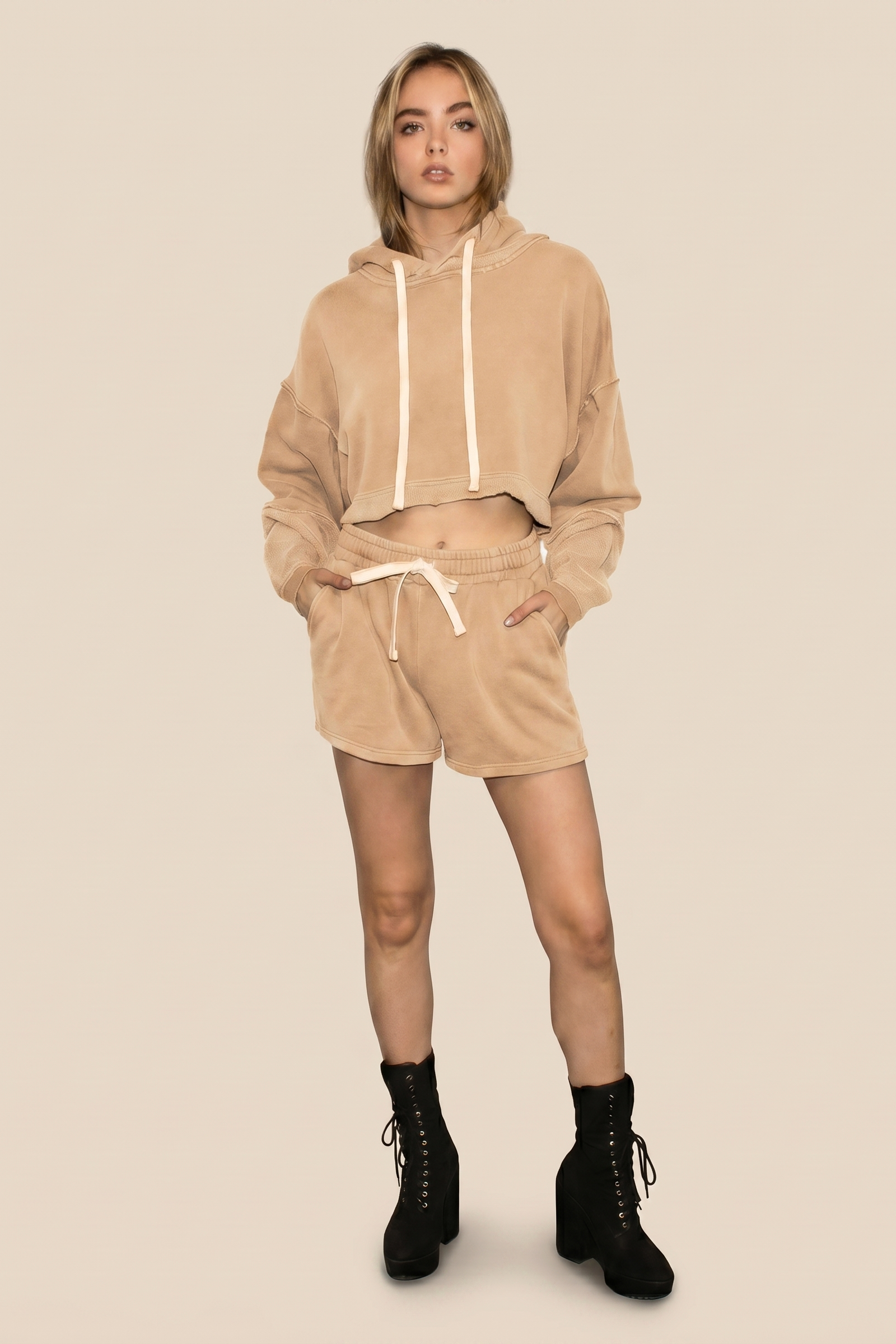 The Bonnie Cropped Hoodie - Bone XS (top) - bone hoodie, cropped bone hoodie - shop at us.meeeshop