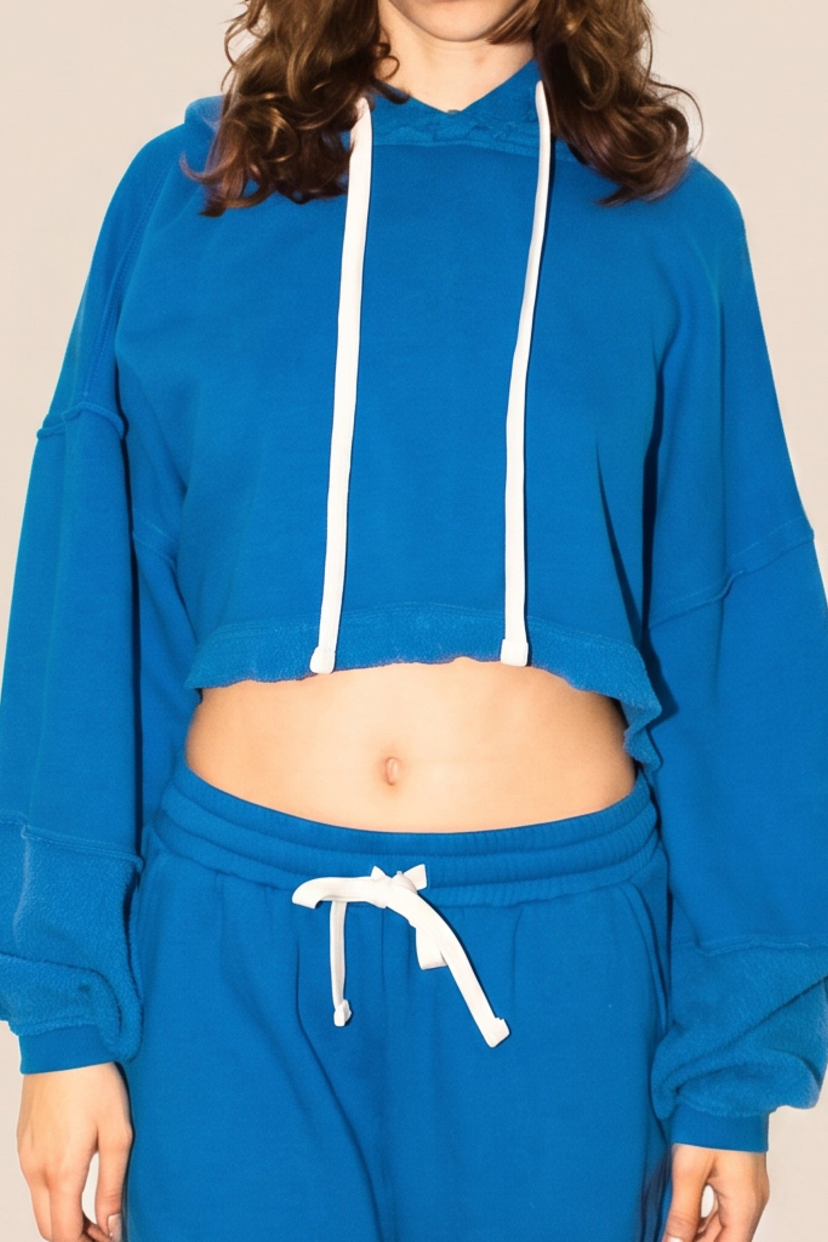 The Bonnie Cropped Hoodie - Cobalt Top in S view 2 - Cobalt Hoodie