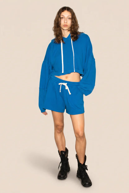 The Bonnie Cropped Hoodie - Cobalt Top in XS - Cobalt Hoodie
