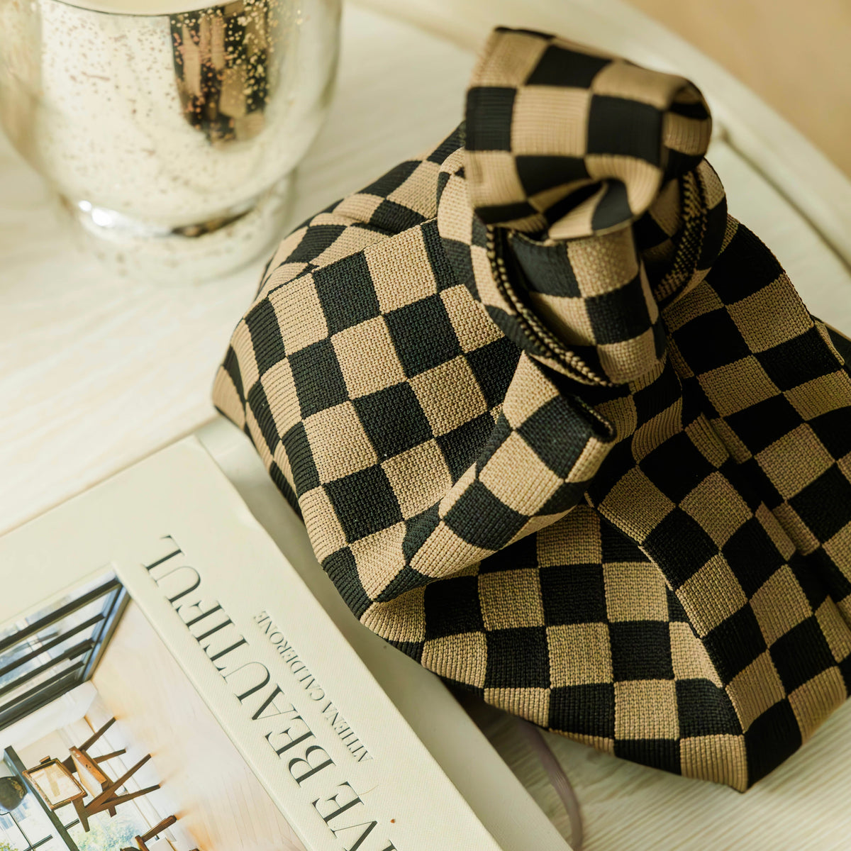 The Classic Checkered Brown Handbag view 8