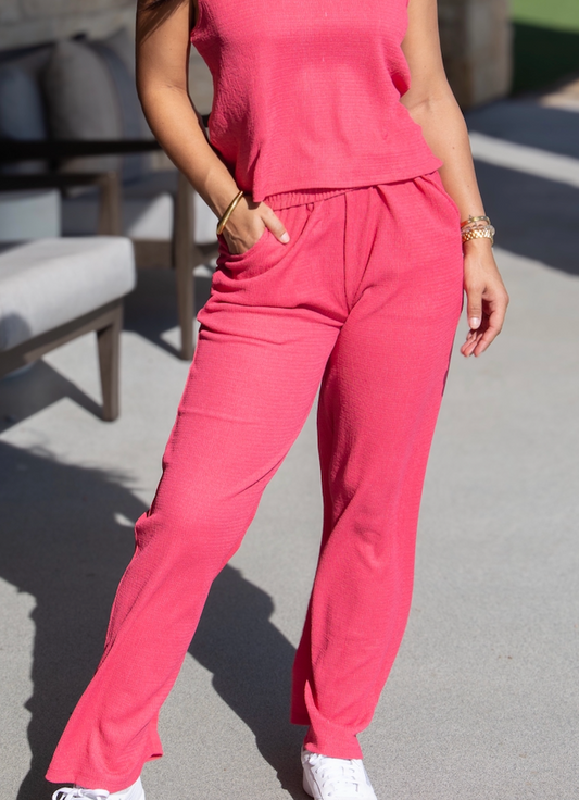 The Earhart Pants, Fuchsia in Pink (bottom)