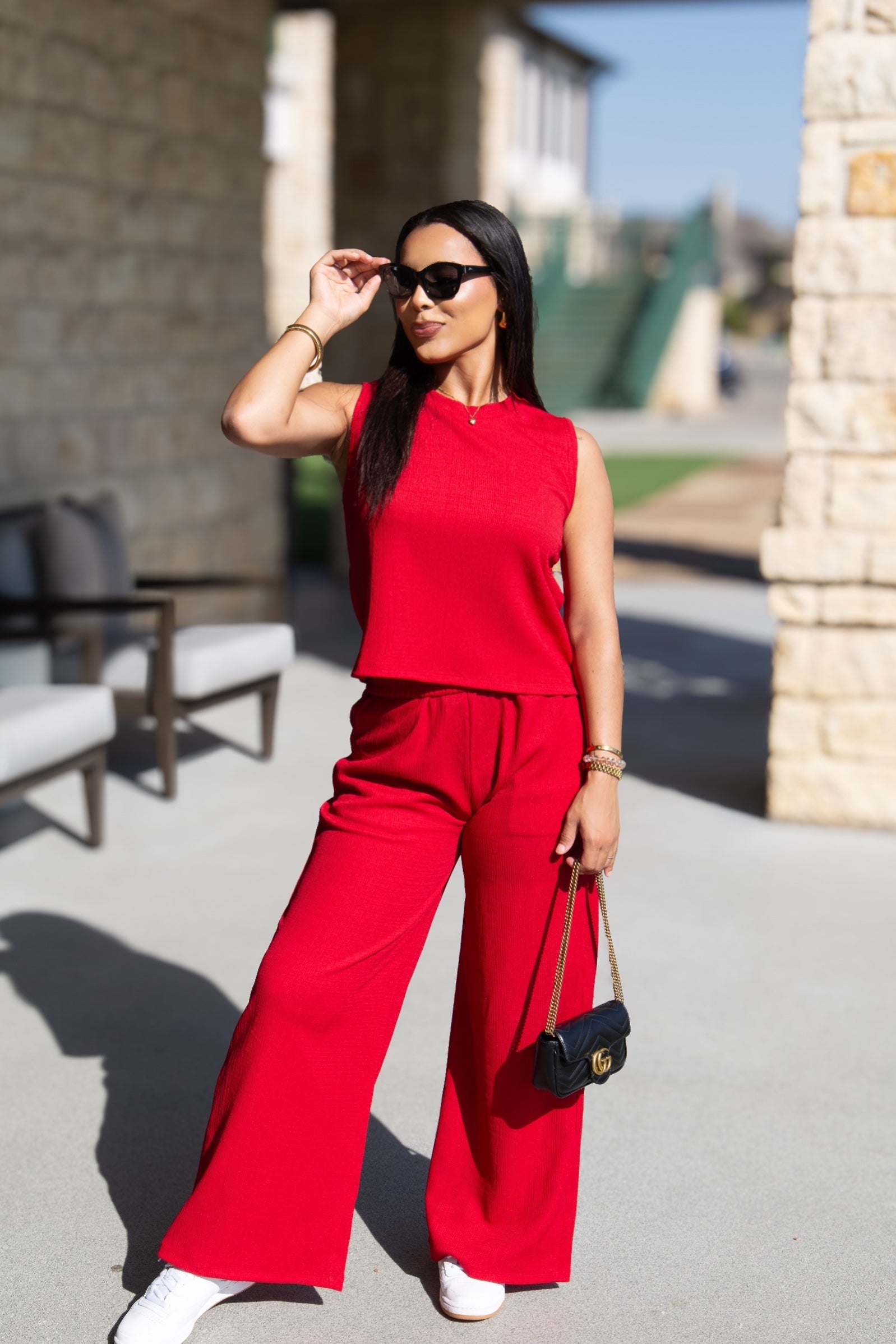 The Earhart Pants, Red in Red view 3 - Pants Red (bottom)