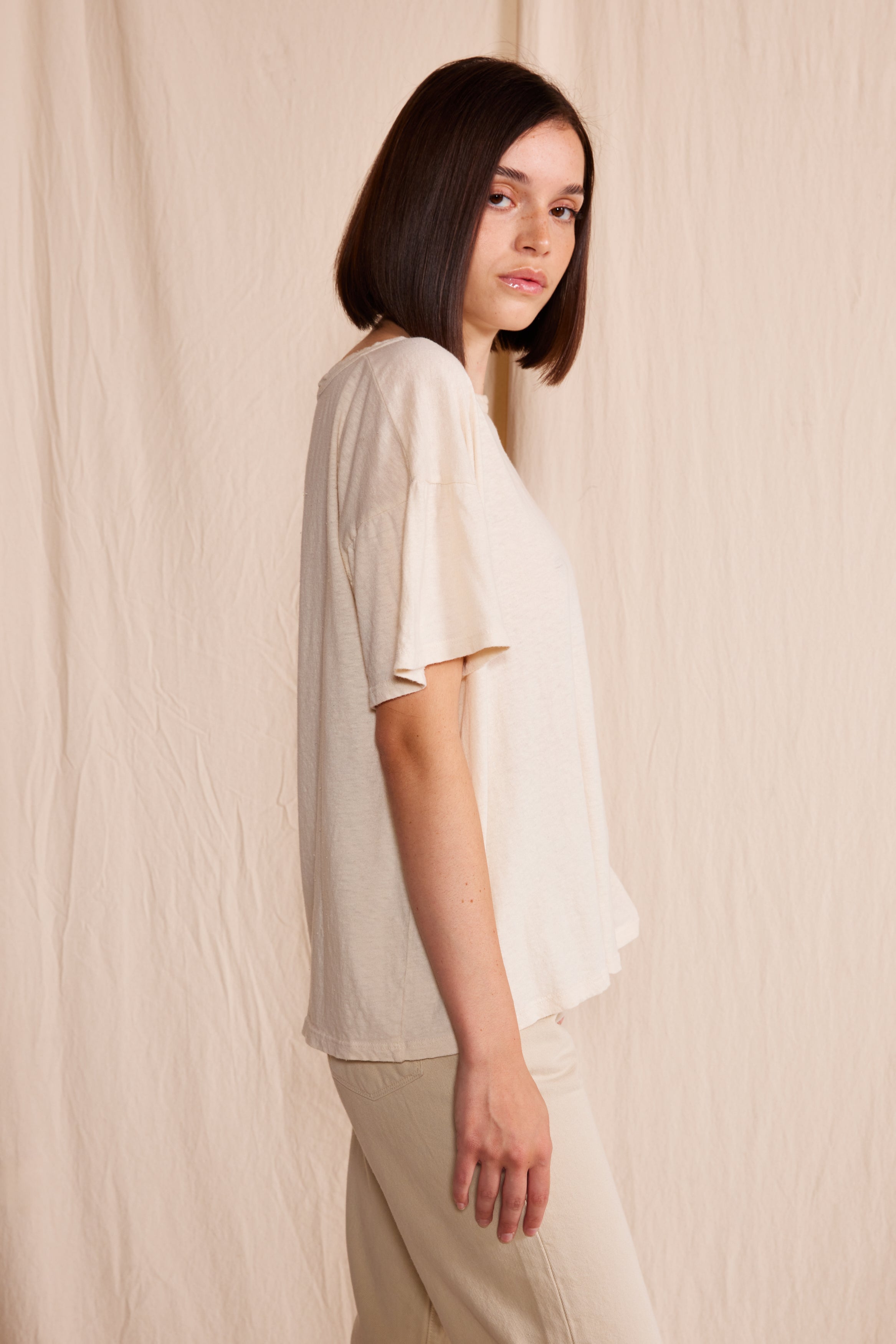 The Easy Tee Ecru view 3 (top) - easy teeth, easy teen jobs, easy teeth whitening - shop at us.meeeshop