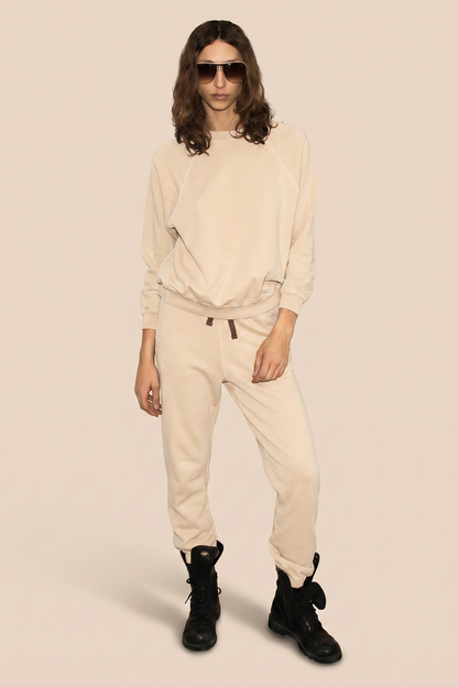 The Eloise Joggers - Bone in M view 3 - Eloise Bow Sweater (bottom)