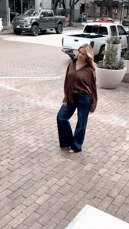 The Kathryn Button-up, Brown in Brown view 2 - Button Brown (top)
