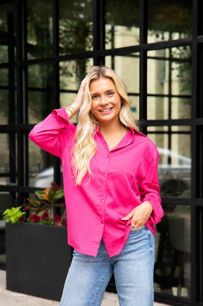 The Kathryn Button-up, Hot Pink view 8 - Button Pink (top)