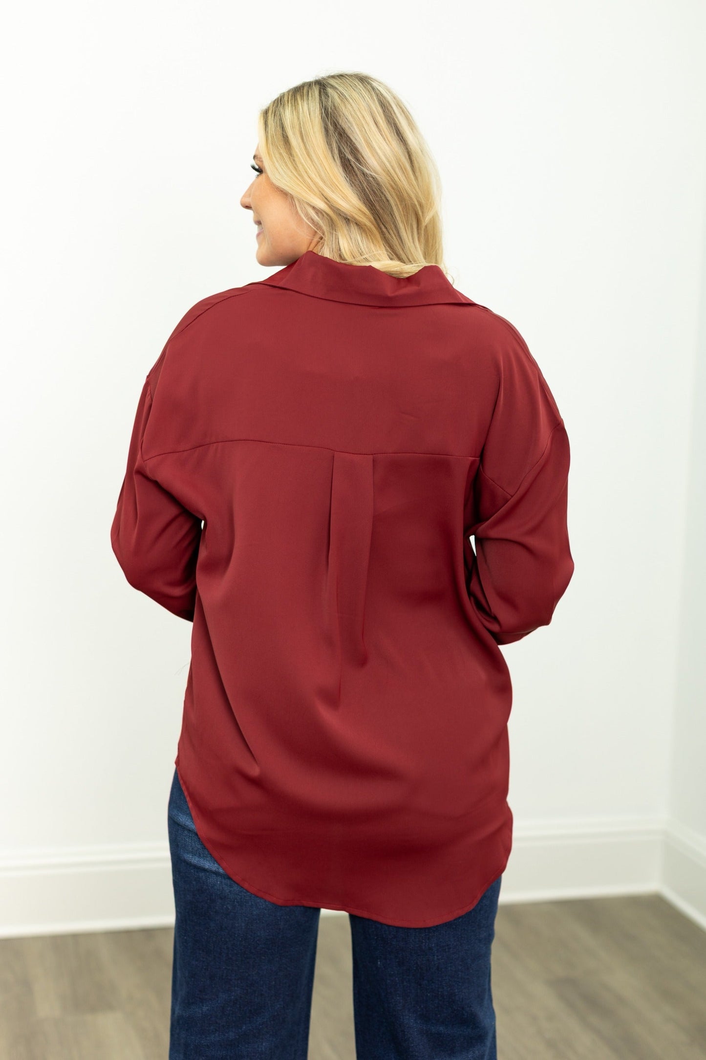 The Kathryn Button-up, Maroon in Maroon view 6 - Button Maroon (top)
