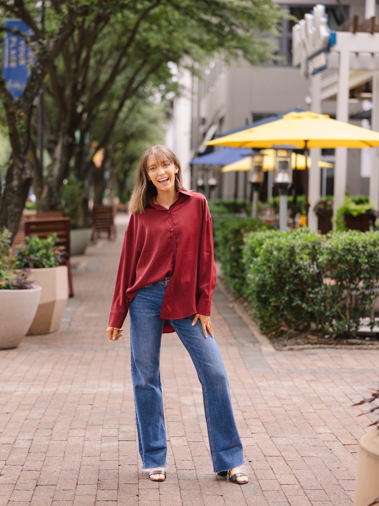 The Kathryn Button-up, Maroon in Maroon view 7 - Button Maroon (top)