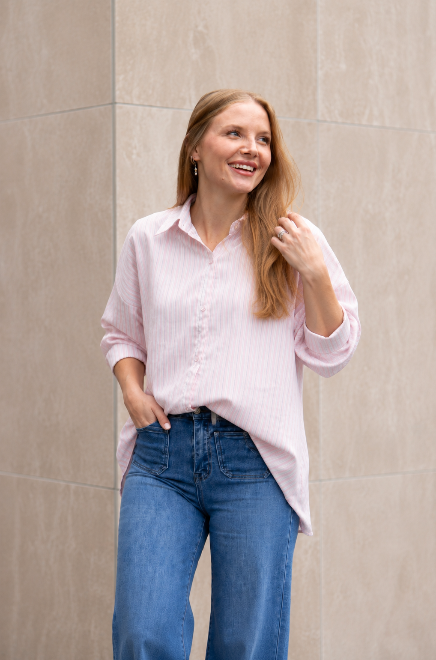 The Kathryn Button-up, Striped Pink view 9 (top)