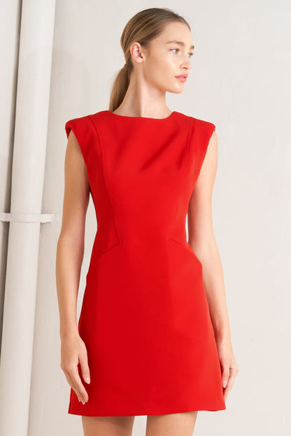 The Modern Icon Woven Shift Dress in RED view 3 - Modern Icon Mini Dress White