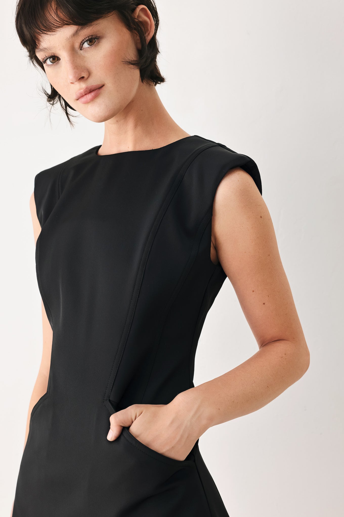 The Modern Icon Woven Shift Dress view 13 - Modern Icon Mini Dress White